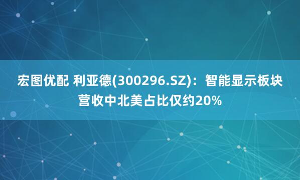宏图优配 利亚德(300296.SZ)：智能显示板块营收中北美占比仅约20%