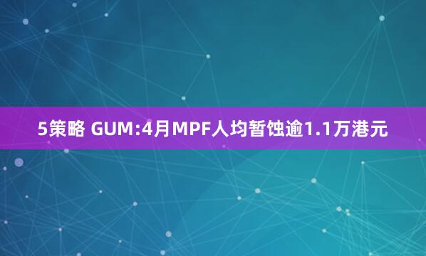 5策略 GUM:4月MPF人均暂蚀逾1.1万港元